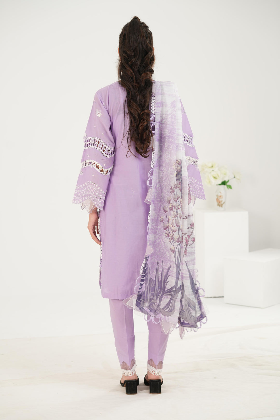 Embroidered Lawn Lilac Stitched Suit - Zellbury