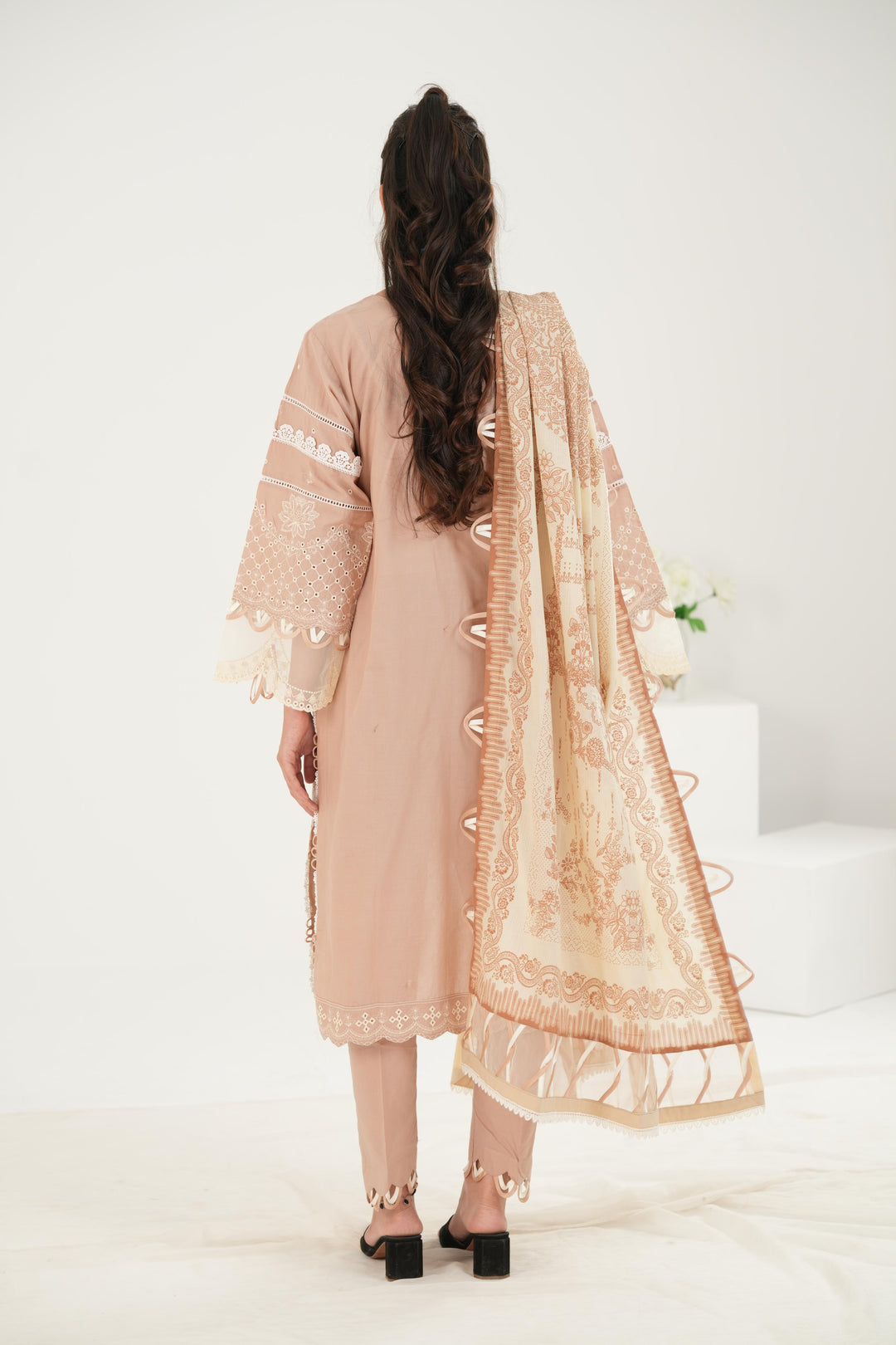 Embroidered Lawn Sand Stitched Suit - Zellbury