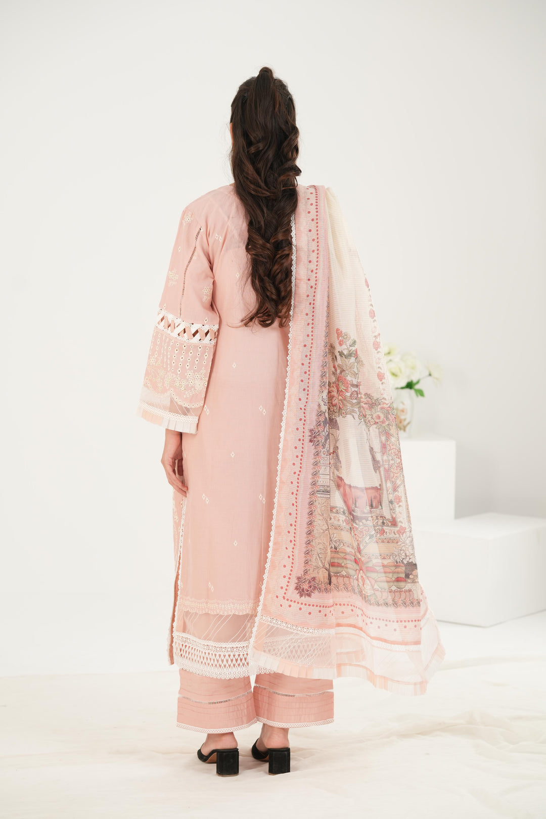 Embroidered Lawn Mauve Stitched Suit - Zellbury