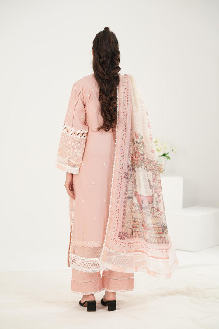 Embroidered Lawn Mauve Stitched Suit - Zellbury