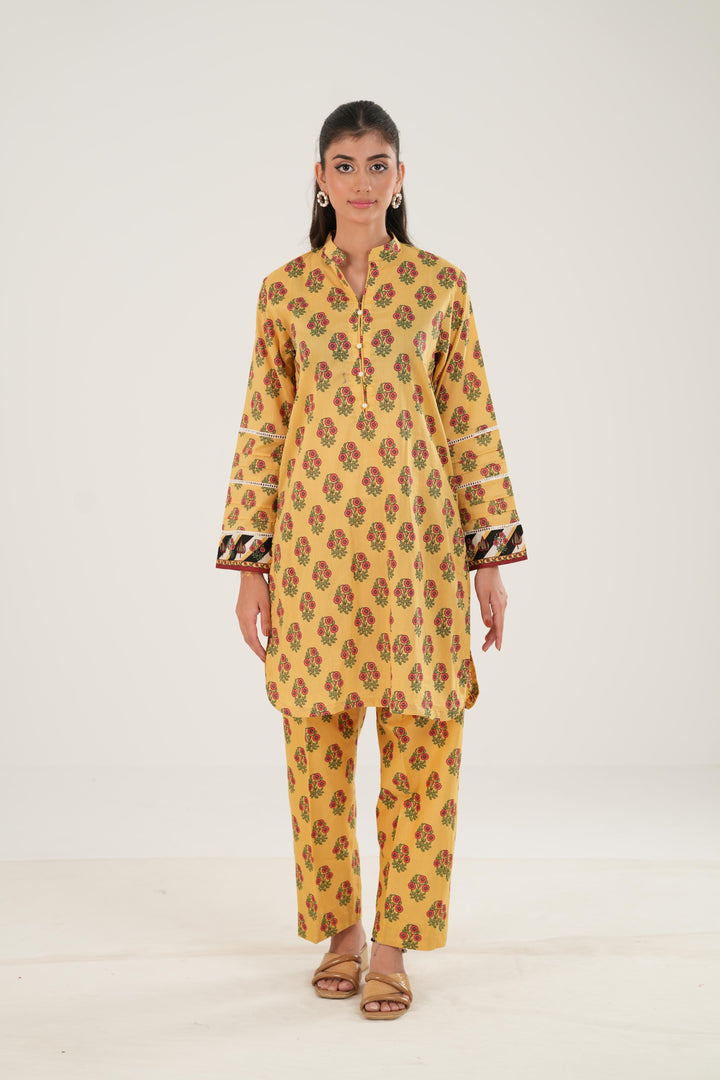 Lawn Yellow Stitched Suit - Zellbury