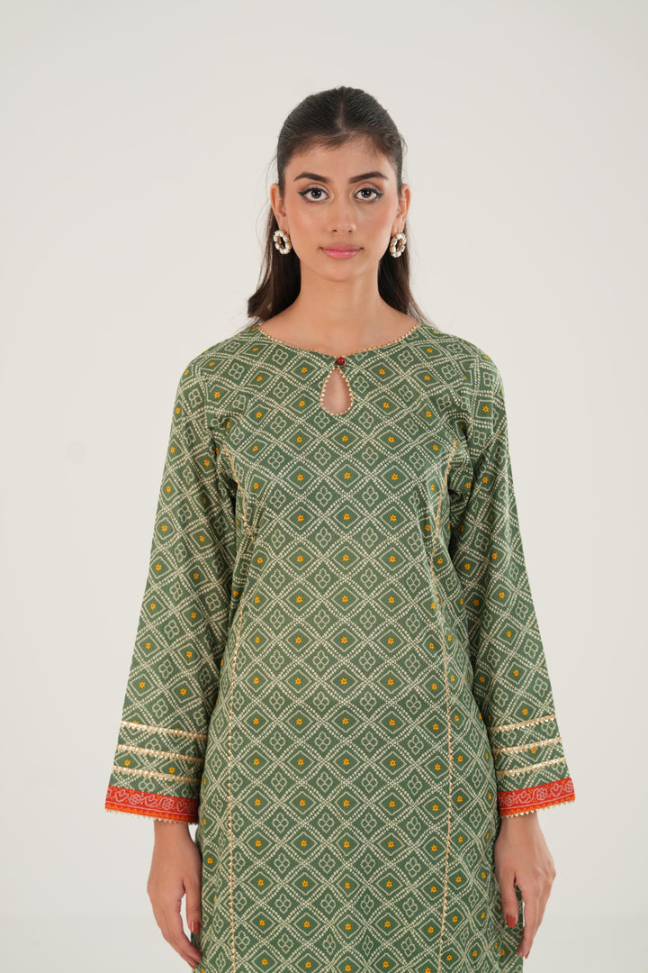 Lawn Green Stitched Suit - Zellbury