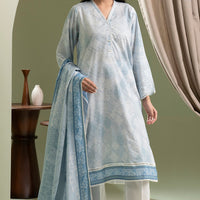 Lawn Sky Blue Stitched Suit - Zellbury