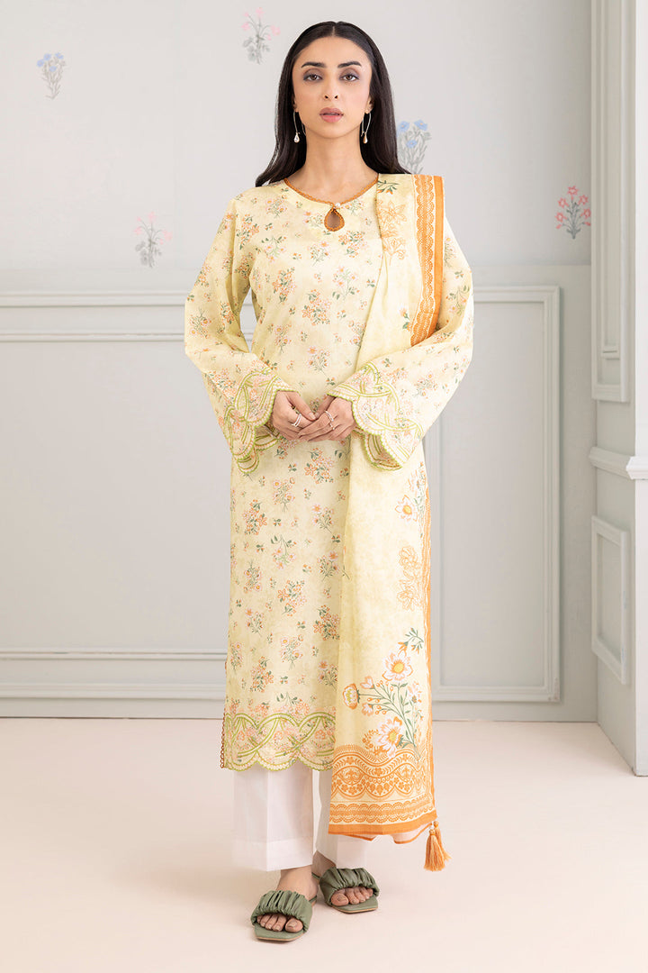Lawn Light Yellow Stitched Suit - Zellbury