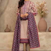 Lawn Plum Stitched Suit - Zellbury