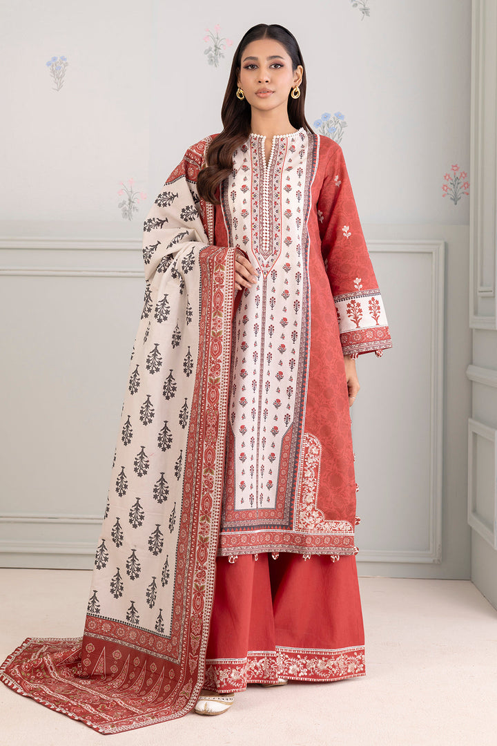 Lawn Rust Stitched Suit - Zellbury