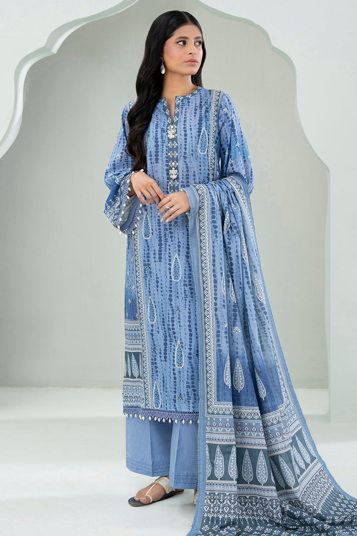 Lawn Blue Stitched Suit - Zellbury