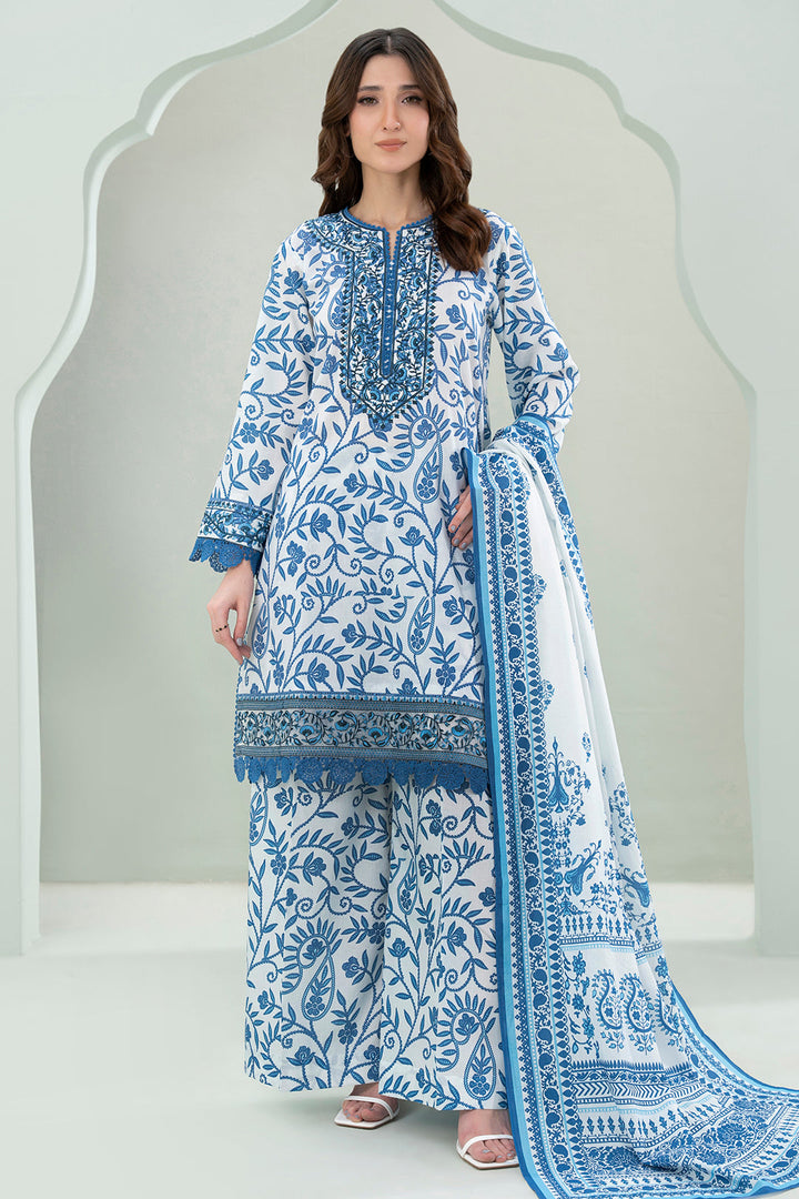 Lawn White Stitched Suit - Zellbury