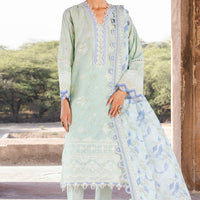 Embroidered Lawn Mint Stitched Suit - Zellbury