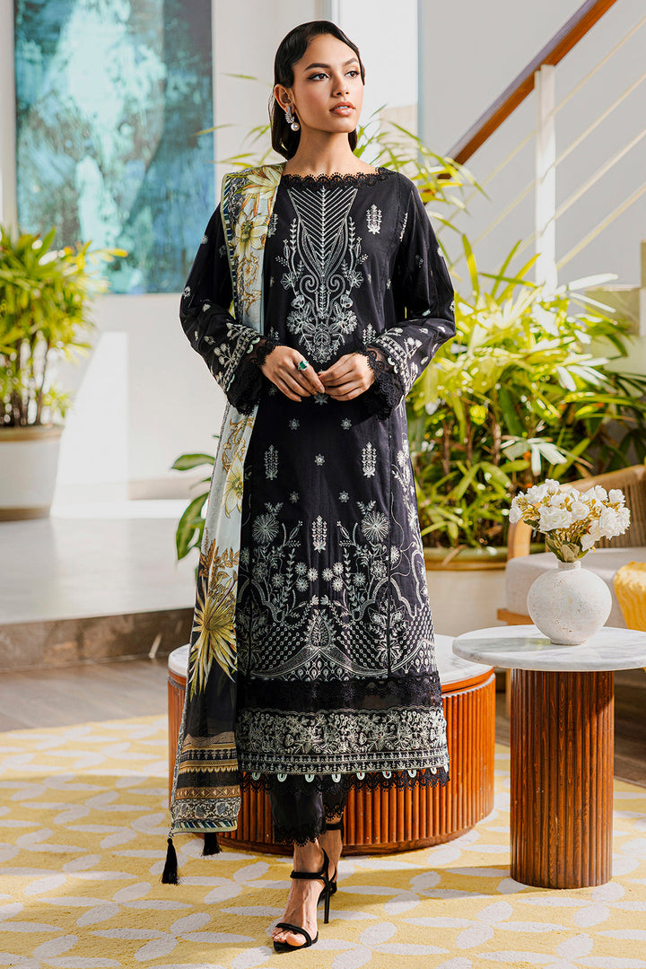 Embroidered Lawn Black Stitched Suit - Zellbury