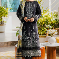 Embroidered Lawn Black Stitched Suit - Zellbury