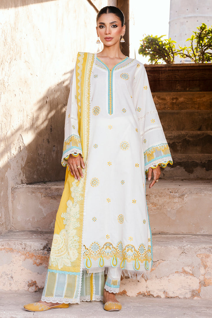 Embroidered Lawn Mustard Stitched Suit - Zellbury