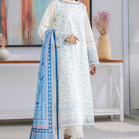 Embroidered Lawn Off White Stitched Suit - Zellbury