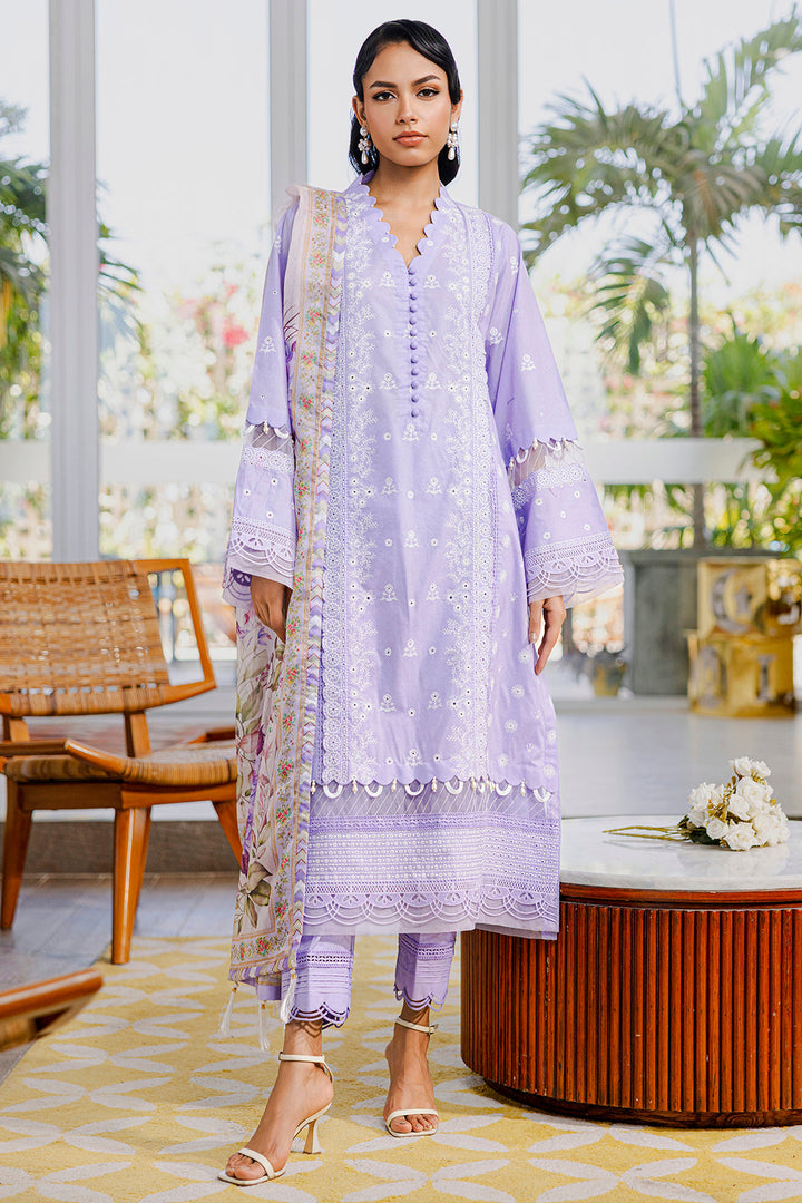 Embroidered Lawn Lilac Stitched Suit - Zellbury