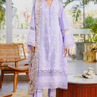 Embroidered Lawn Lilac Stitched Suit - Zellbury