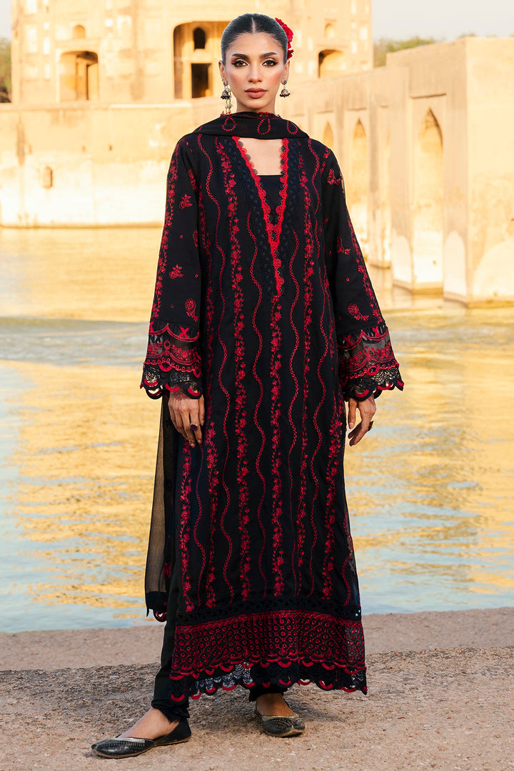 Embroidered Lawn Black Stitched Suit - Zellbury