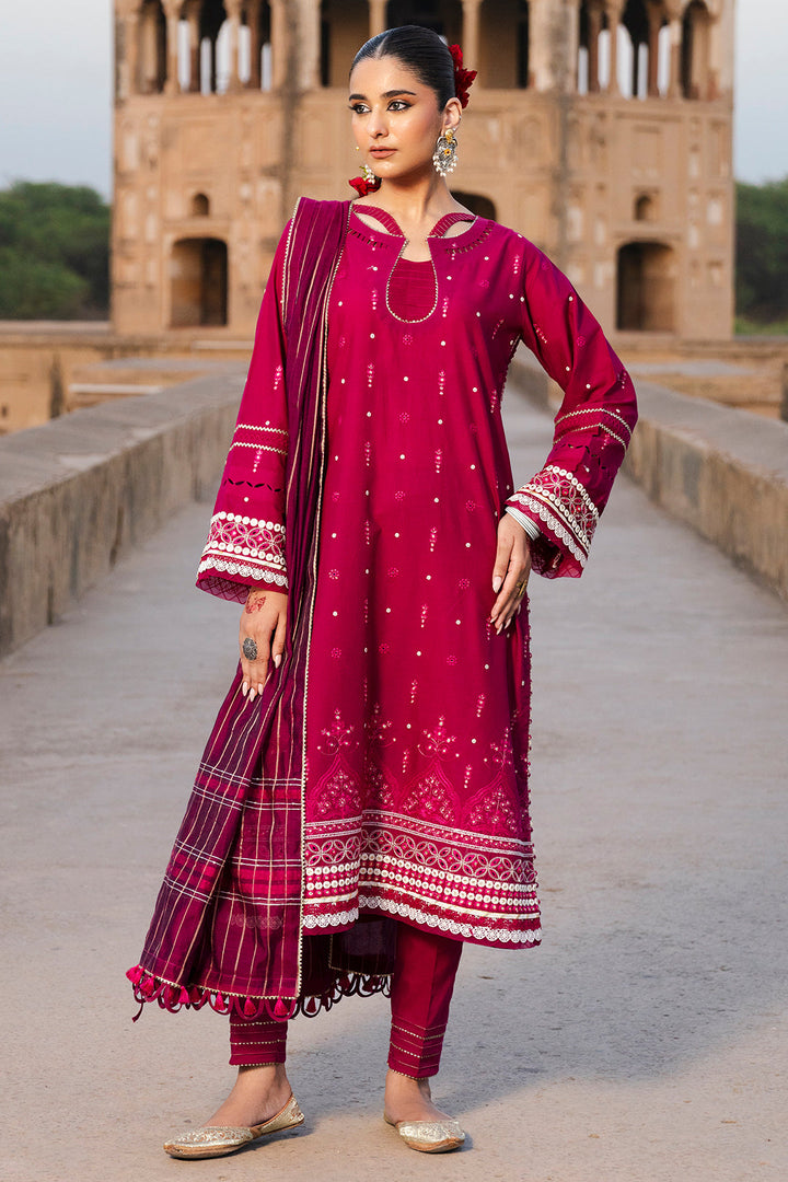 Embroidered Lawn Hot Pink Stitched Suit - Zellbury