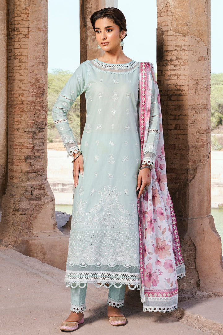 Embroidered Lawn Mint Stitched Suit - Zellbury