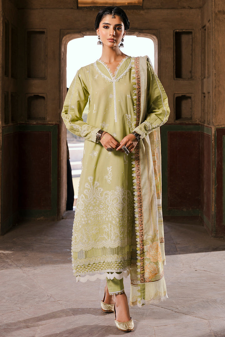 Embroidered Lawn Green Stitched Suit - Zellbury