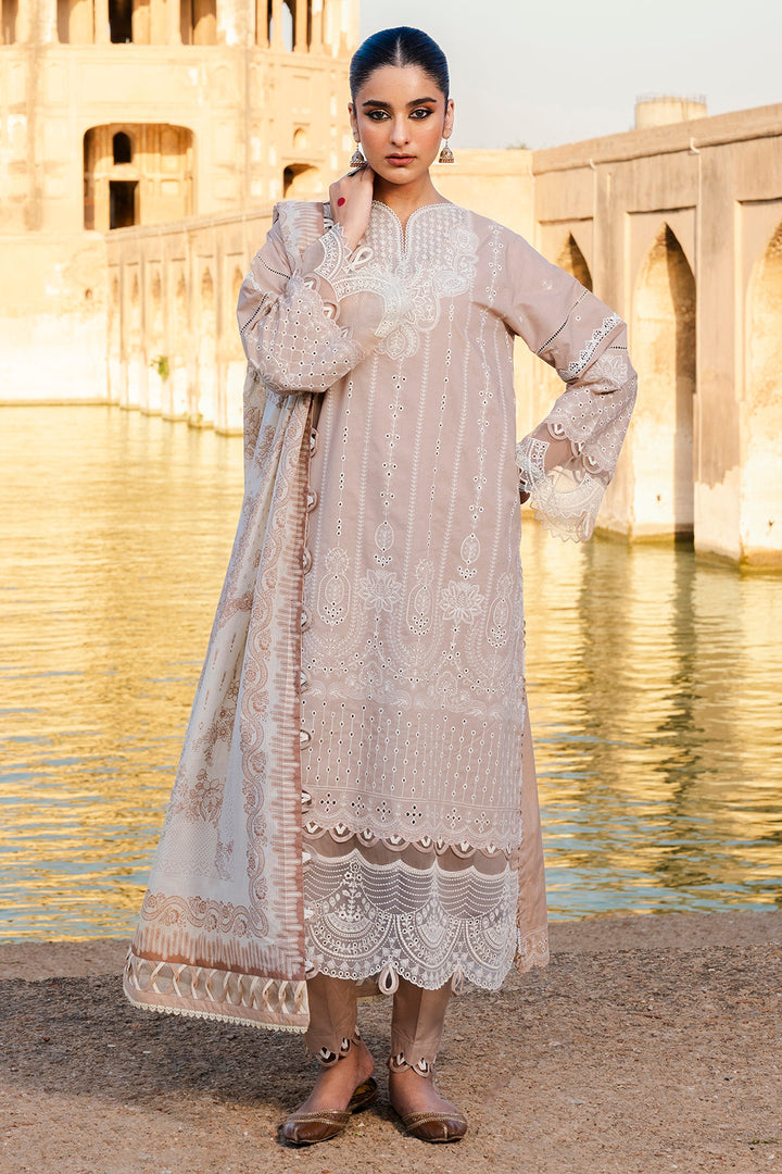 Embroidered Lawn Sand Stitched Suit - Zellbury