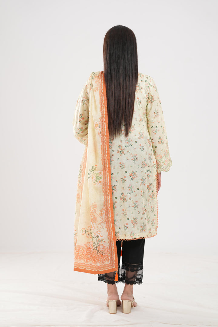 Lawn Light Yellow Stitched Suit - Zellbury