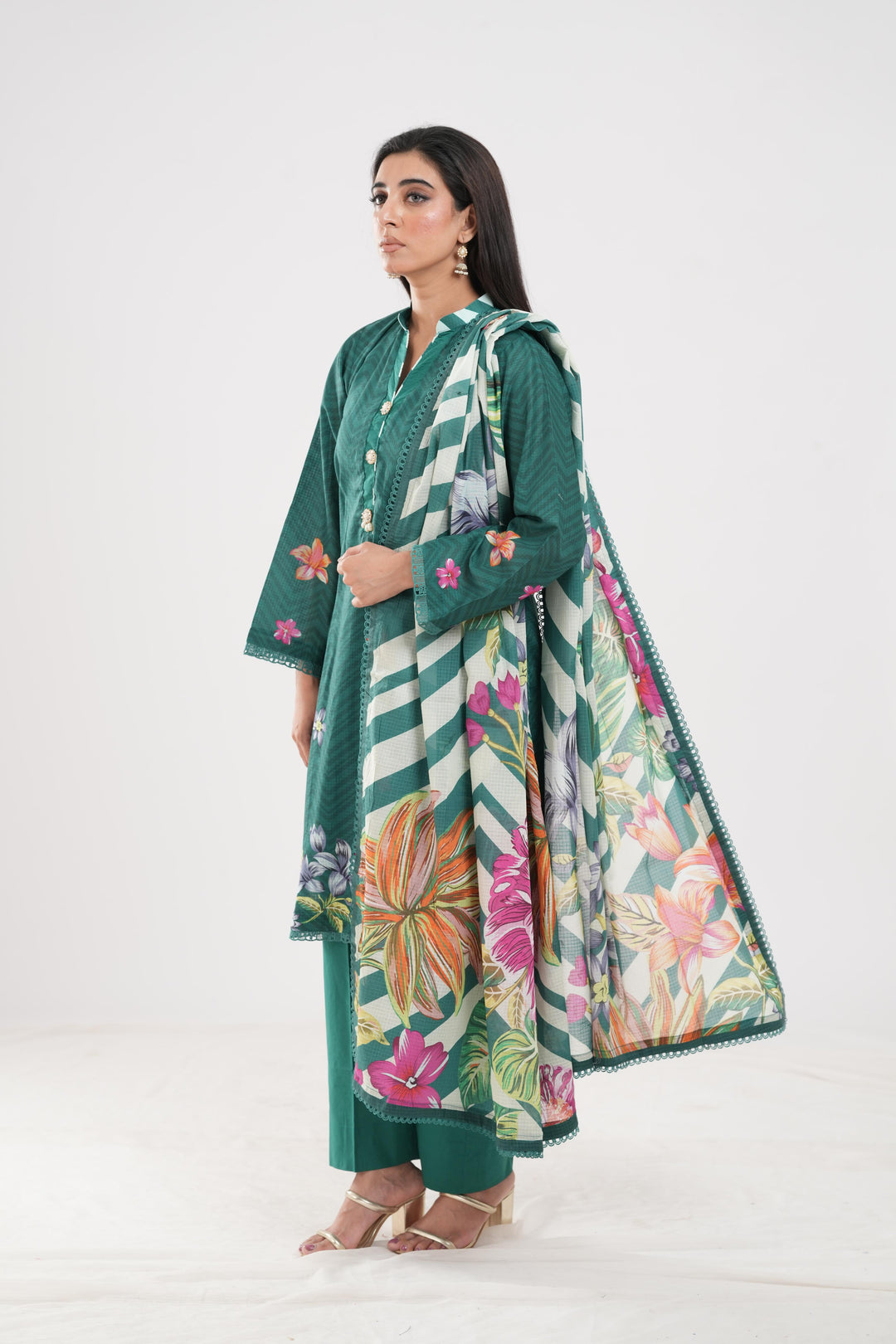 Lawn Green Stitched Suit - Zellbury