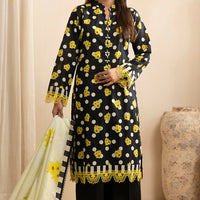 Lawn Black Stitched Suit - Zellbury
