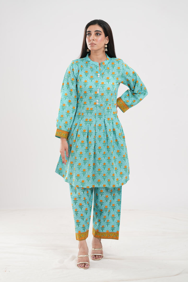 Lawn Sky Blue Stitched Suit - Zellbury