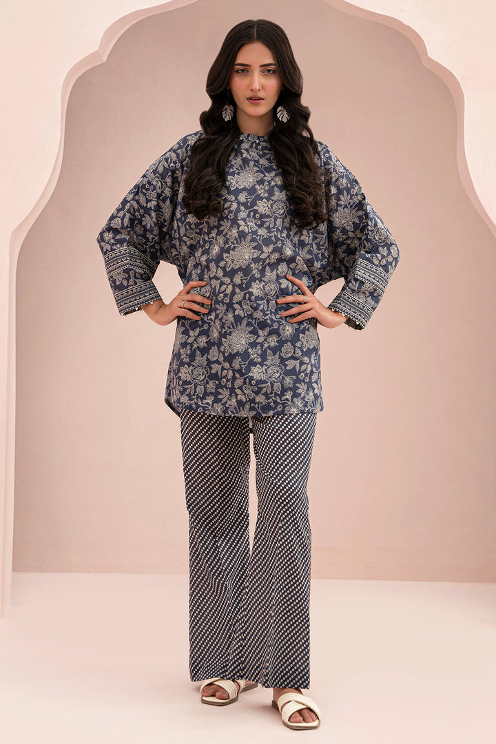 Lawn Blue Stitched Suit - Zellbury