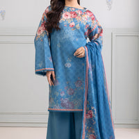 Lawn Blue Stitched Suit - Zellbury
