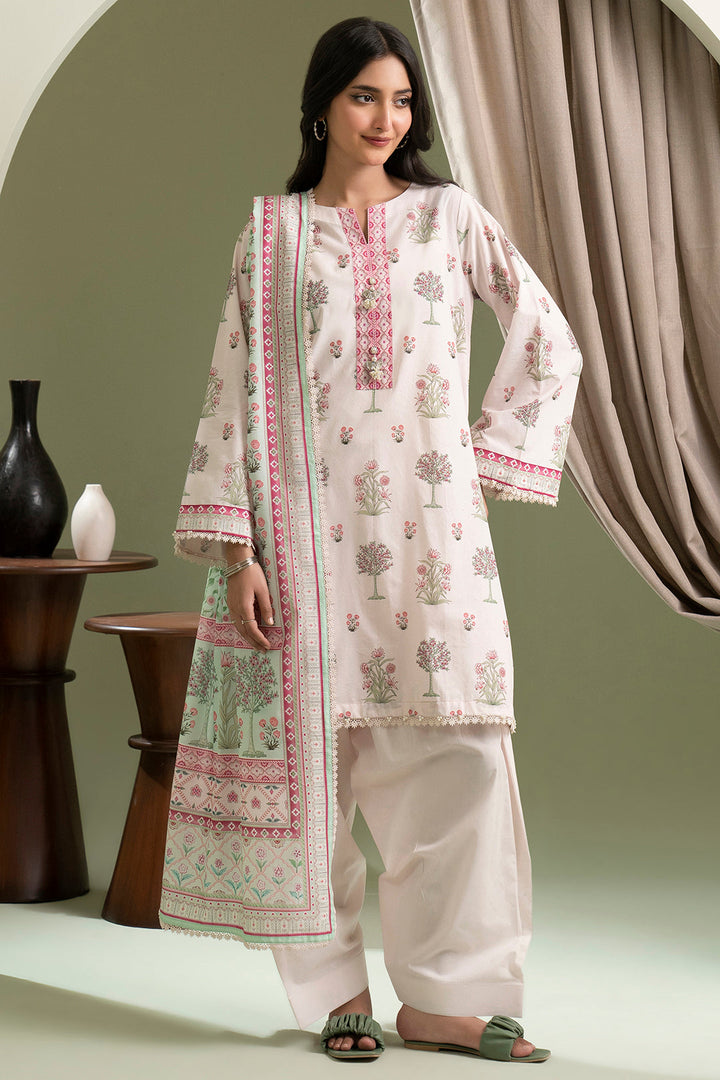 Lawn White Stitched Suit - Zellbury