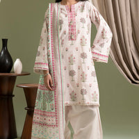 Lawn White Stitched Suit - Zellbury