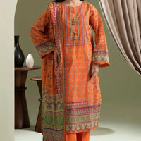 Lawn Orange Stitched Suit - Zellbury