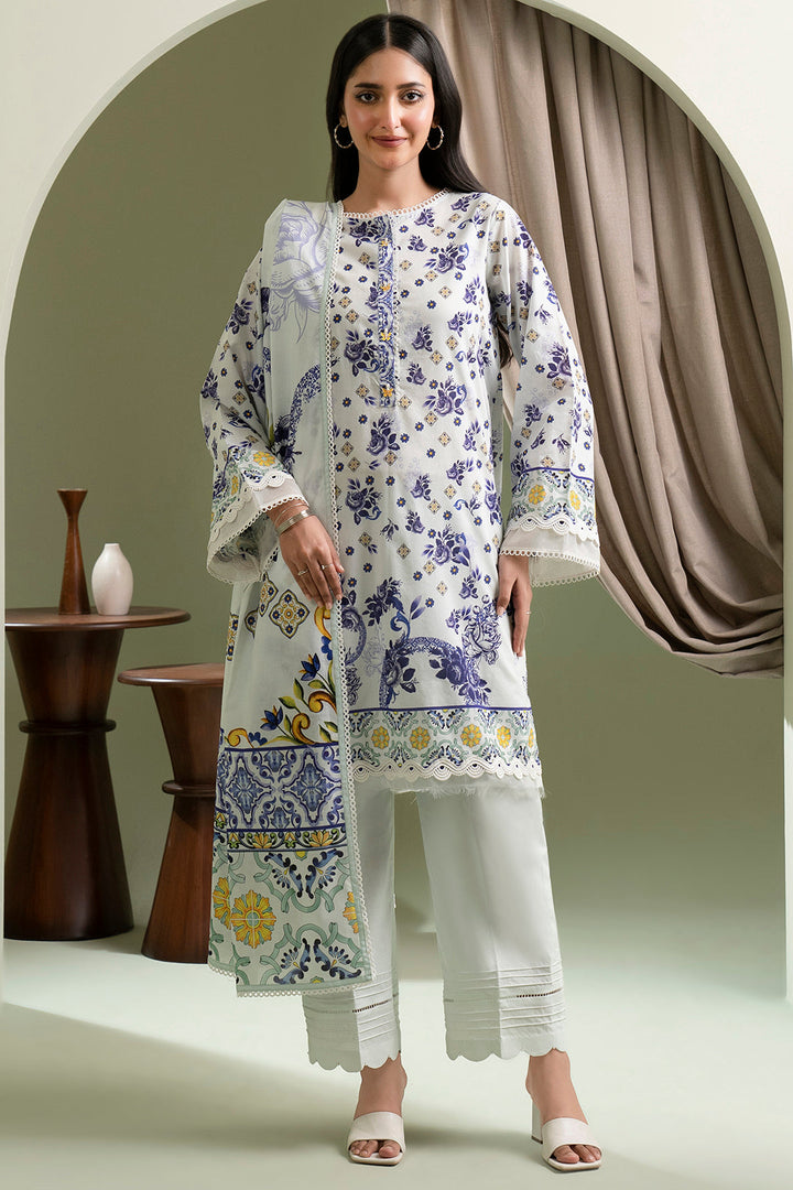 Lawn White Stitched Suit - Zellbury