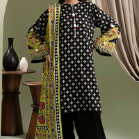 Lawn Black Stitched Suit - Zellbury