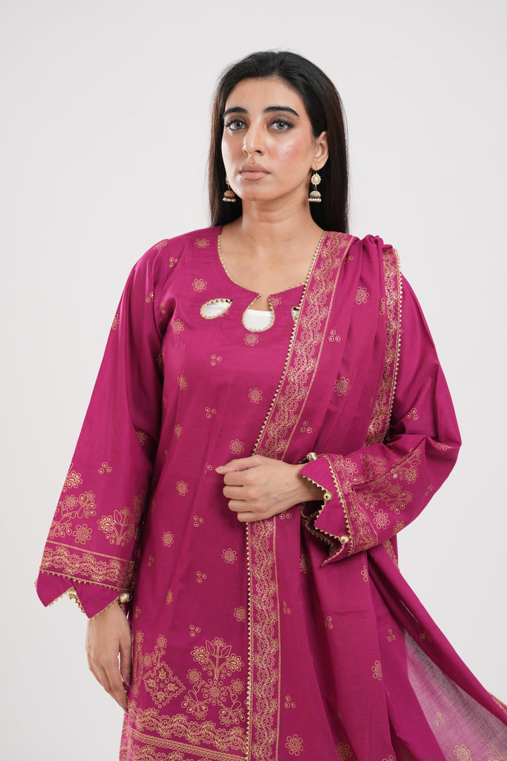 Lawn Pink Stitched Suit - Zellbury