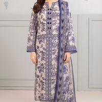 Lawn Off White Stitched Suit - Zellbury