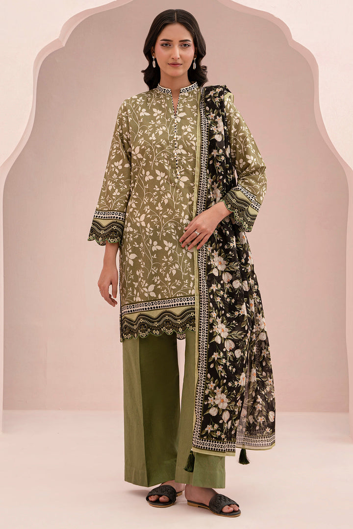 Lawn Mehndi Stitched Suit - Zellbury