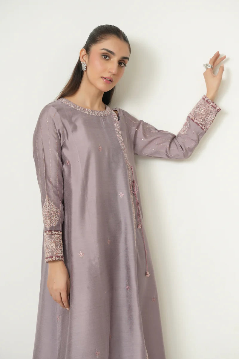 Embroidered Cotton Silk Lilac Stitched Suit - Zeen
