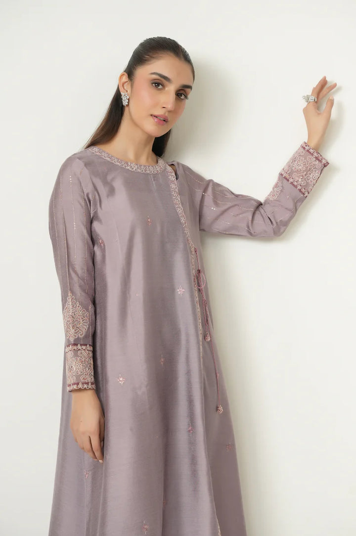 Embroidered Cotton Silk Lilac Stitched Suit - Zeen