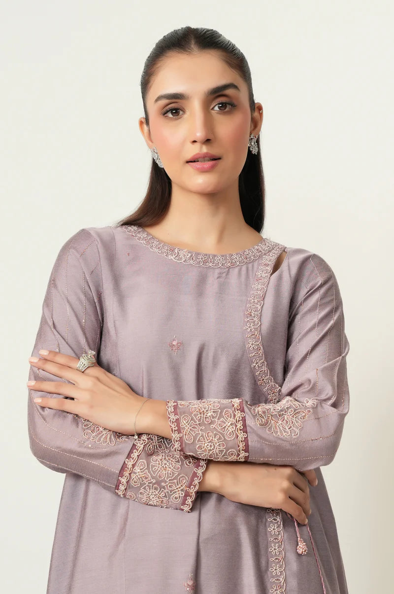Embroidered Cotton Silk Lilac Stitched Suit - Zeen