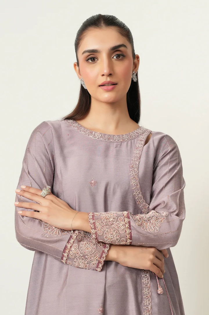 Embroidered Cotton Silk Lilac Stitched Suit - Zeen