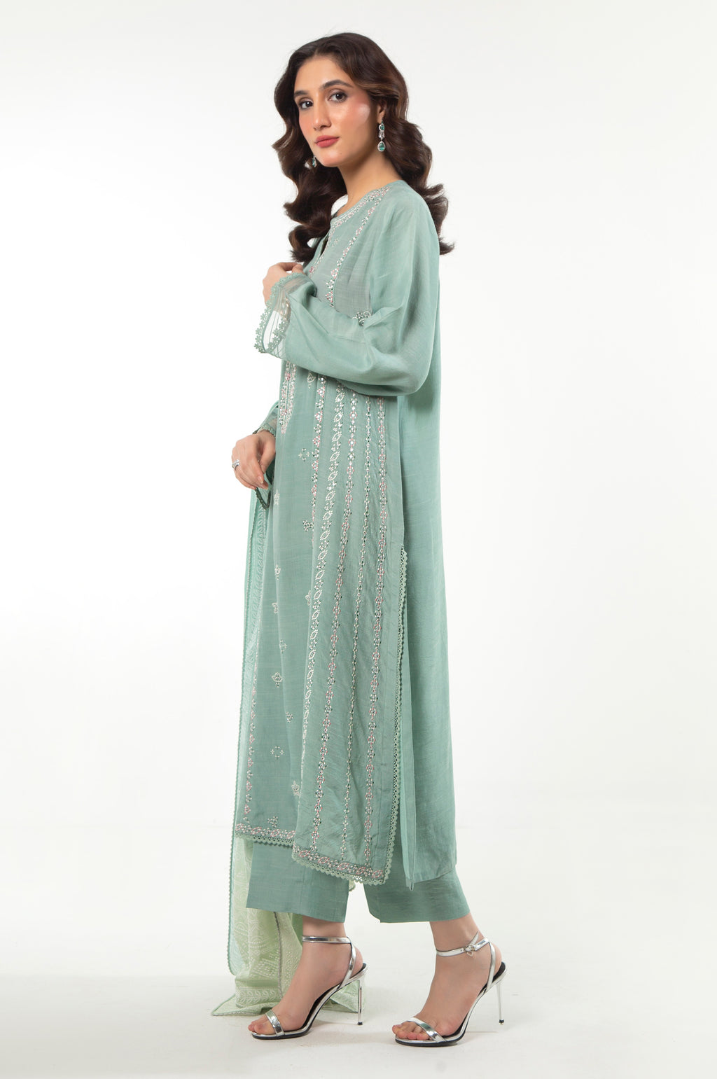Raw Silk Sage Green Stitched Suit - Zeen