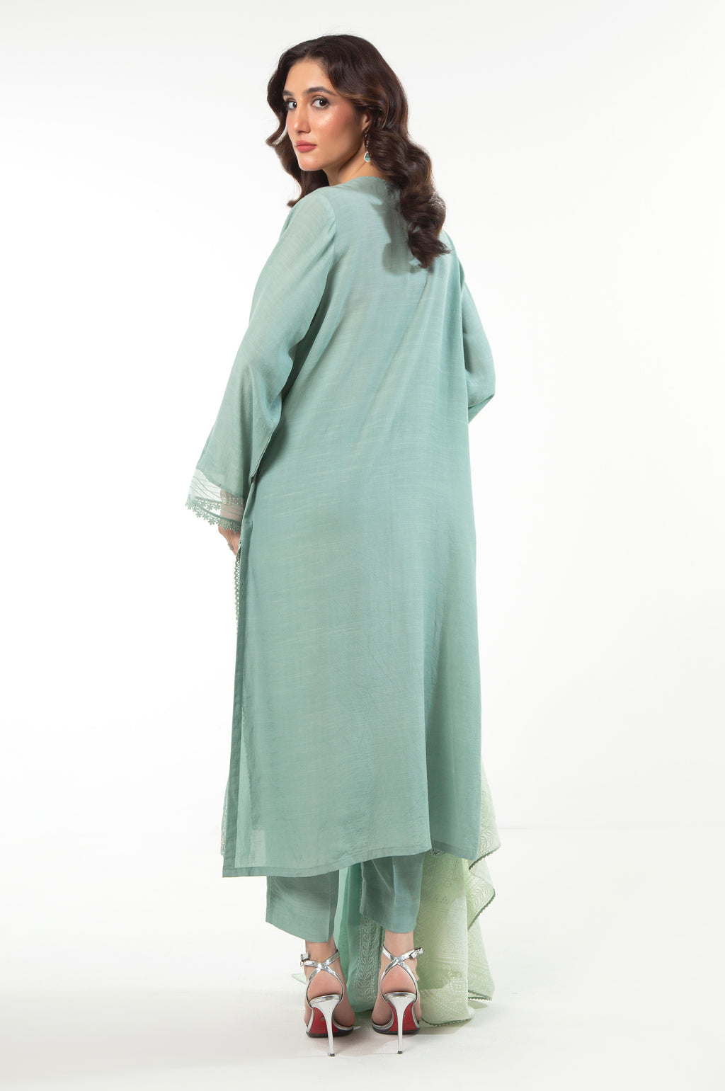 Raw Silk Sage Green Stitched Suit - Zeen