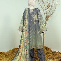 Swiss Khaddar Gray Stitched Suit - J. Junaid Jamshed