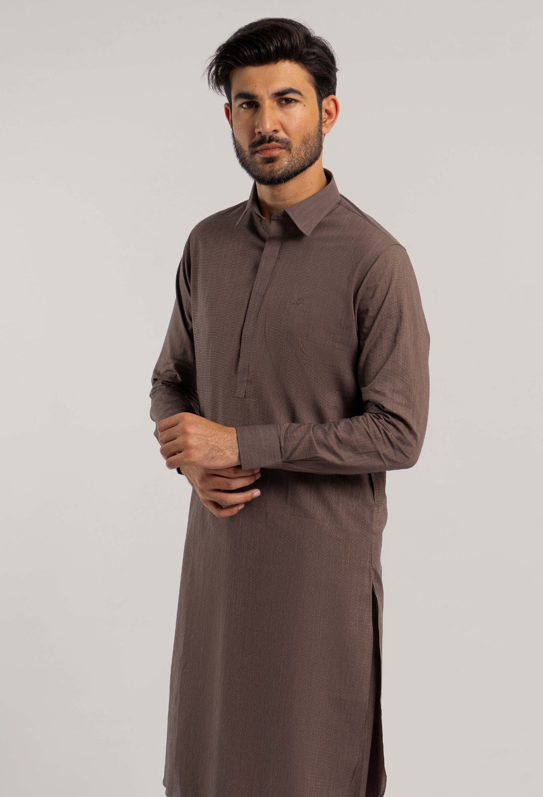 Blended Brown Kurta Trouser - Shaffer