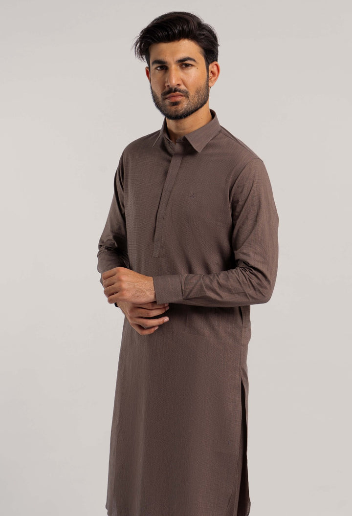 Blended Brown Kurta Trouser - Shaffer