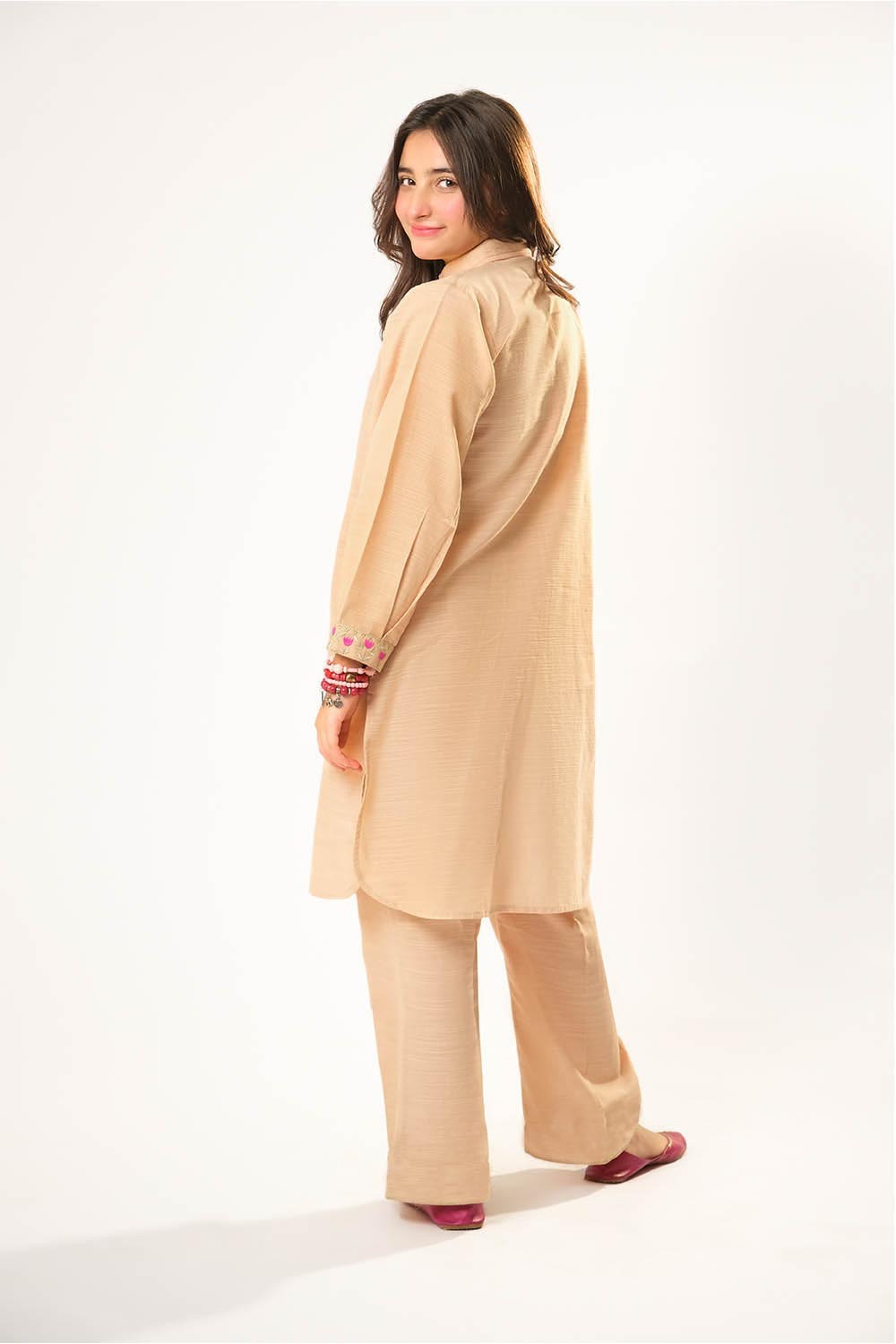 Cotton Khaddar Dyed Fawn Stitched Suit - Senorita