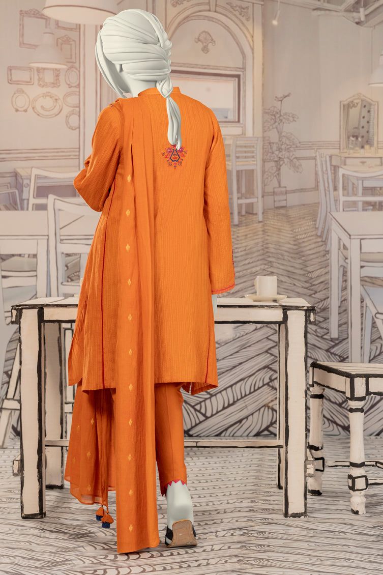 Textured Orange Stitched Suit - J. Junaid Jamshed