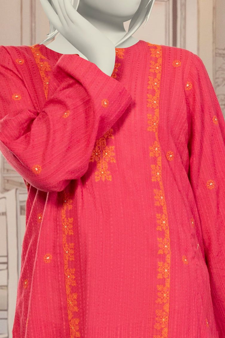 Textured Pink Stitched Suit - J. Junaid Jamshed